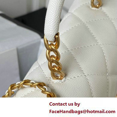 Chanel Grained Calfskin  &  Gold-Tone Metal Small Flap Bag with Top Handle AS4008 White 2025